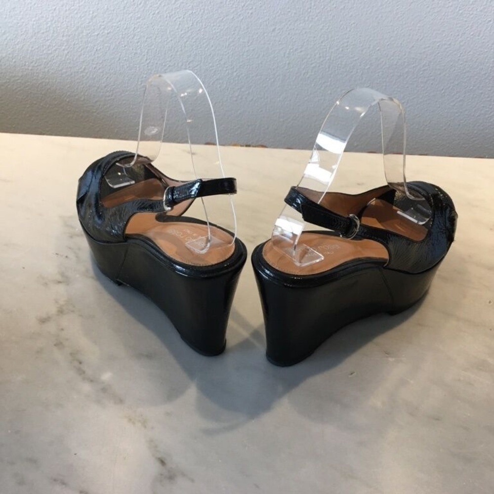 SERGIO ROSSI PLATFORM BLACK PATENT LEATHER SANDALS SZ 38 - Picture 2 of 5